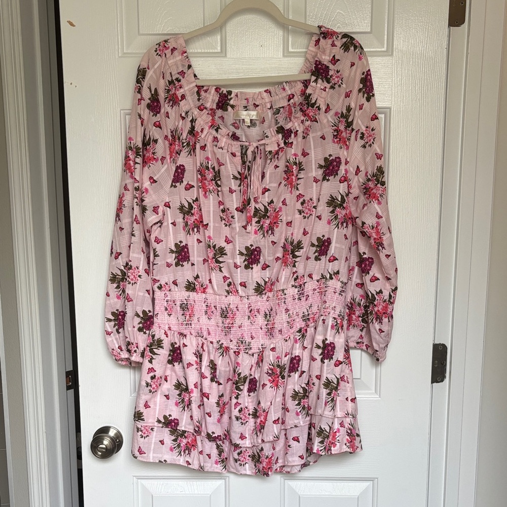 LoveShackFancy Pink Floral Dress Netra Mini Rosemary Mauve XL - Picture 4 of 7